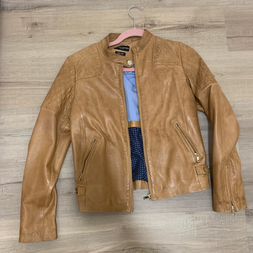 Camel color sheep leather jacket